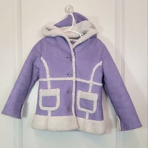 Girl Hooded Coat 3T lavender purple faux suede buttonup COMPANY KIDS